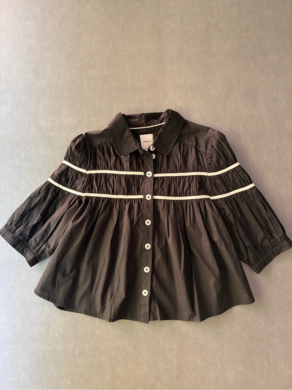 Anthropologie The Leandra Shirred Yoke Blouse by Maeve